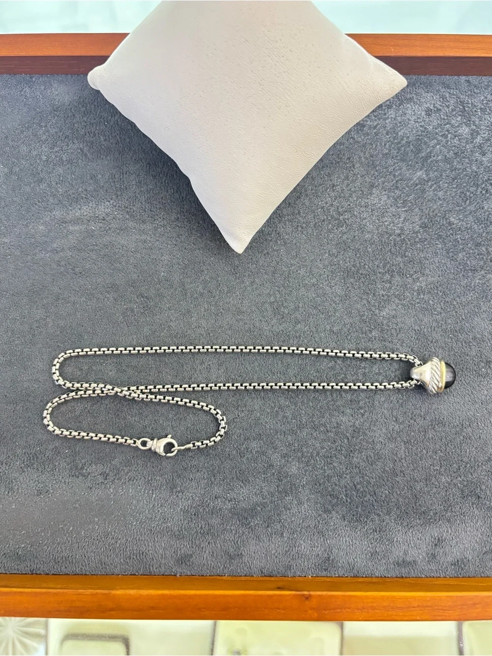 David Yurman 925 & 14k Gold Acorn Pendant Necklace with Black Onyx 16